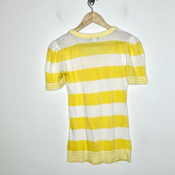 Y2K Vintage Wet Seal Striped Sweater Top Yellow Womens Small Preppy Collegiate - Picture 6 of 6